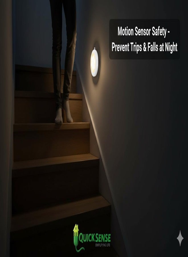 Quick Sense Wireless Motion Sensor LED Light | Battery-Operated Night Light for Hallway, Wardrobe, Cupboard, Basement & Garage | Auto On/Off PIR Sensor | 35LM Brightness | White (1 Pack, Plastic) - Image 3